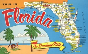 This is Florida the Sunshine State Map Highlights Postcard - Picture 1 of 2