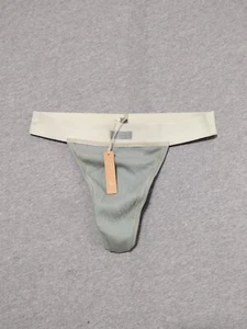 SKIMS Women's Cotton Blend Stretch Jersey Rib Thong Mineral Size S PN-STT-0040 - Picture 1 of 7