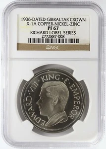1936 Dated Gibraltar Proof Crown X-1A NGC PF67 - Picture 1 of 4