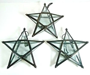 3 Moroccan Star Glass Tealight Hanging Lantern Candle Holder Garden Lamp Light  - Picture 1 of 11