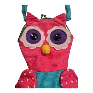 Girls Owl Pocketbook Purse Wristlet Kids Whimisical Kiss Lock Clasp Arm Bag READ - Picture 1 of 6