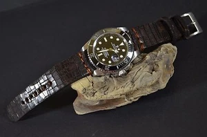 CORREA RELOJ 22 20 18 MM DESTROYER II MARRON GENUINA PIEL APTA ROLEX MA STRAPS - Picture 1 of 12