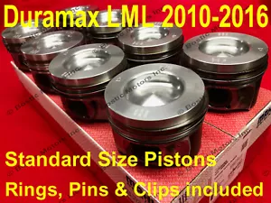 Duramax Pistons 2010-2016 LML Standard Size SET w/ Rings, Pins & Clips Chevy GMC - Picture 1 of 4