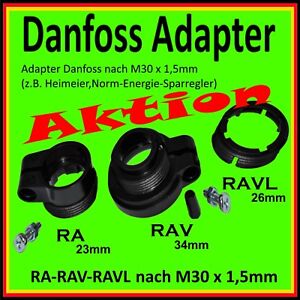 Adapter Danfoss auf M30x1,5mm Heimeier usw Thermostat RAVL 26mm RAV 34mm RA 23mm