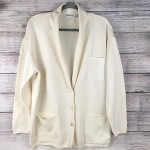 Vintage Liz Claiborne Cardigan Sweater Shawl Collar Oversized Cream - Picture 1 of 9