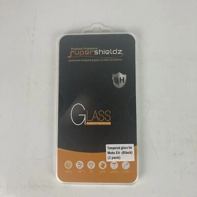 Supershieldz Tempered Glass Screen Protector Moto E4 Black 2 Pack - Image 1 of 2
