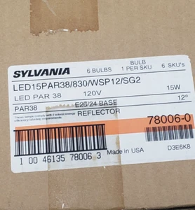 SYLVANIA ULTRA LED WIDE SPOT PAR38 15W 120V LED15PAR38/830/WSP12/SG2 (BOX OF 6) - Picture 1 of 9