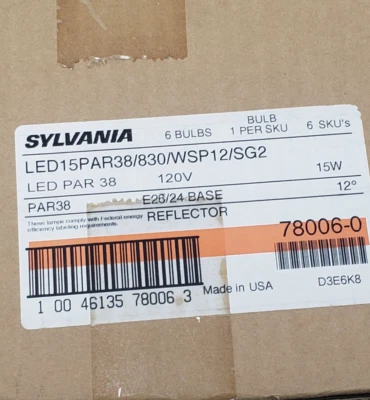 SYLVANIA ULTRA LED WIDE SPOT PAR38 15W 120V LED15PAR38/830/WSP12/SG2 (BOX OF 6) - Image 1 of 4