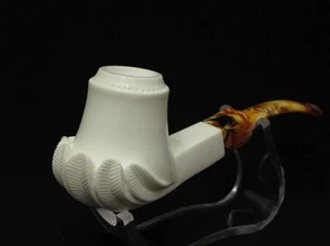 Smooth Tulip Floral Solid Block Meerschaum Pipe Free hand Ideal Big Bowl 0507 - Picture 1 of 12