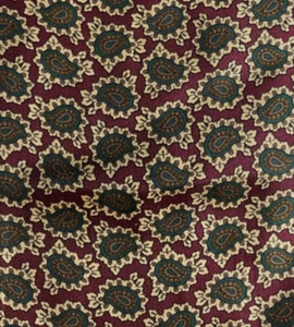 Burgundy Green Paisley Silk Ascot Cravat Italy - Picture 1 of 5