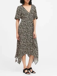 Banana Republic Taschentuch-Saum Halstuch Kleid, sandig beige gepunktet, Viskose, 12P, neu mit Etikett - Bild 1 von 12