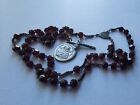 Antique Handmade Austrian Mariazell Catholic Rosary with Facetted Ruby Glas