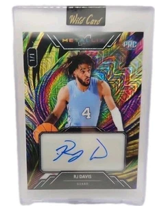 RJ Davis 2024 Wild Card Metallix Auto RC Green Mosaic 1/1 NC MEGA FRACTAL - Picture 1 of 2