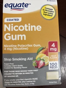 Equate Nicotine Gum Fruit Flavor 4mg Count 100 Piec sugar free coated 03/2026 - Picture 1 of 5