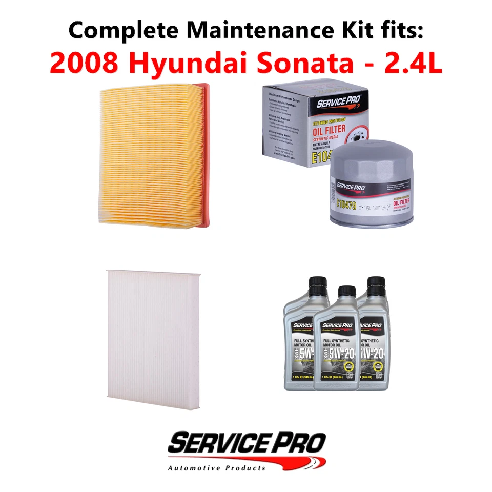 2008 Hyundai Sonata 2.4L Complete Air, Oil & Cabin Filter Kit (5W-20) Foto 1 de 4