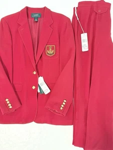 Lauren Ralph Lauren Wollblazer Hosenanzug Wappenaufnäher Damen 14 NEU neu mit Etikett $ 388 - Bild 1 von 24