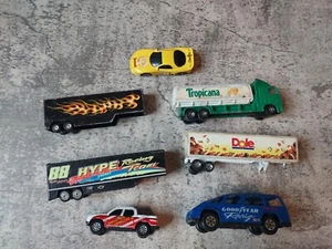 Vintage Toy Cars Truck And Tractor Trailers/ Hot Wheels Lot Of 7 Multi Color - Picture 1 of 11