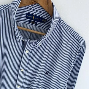 Polo Ralph Lauren Shirt 2XL XXL Mens Grey Striped Nylon Performance Slim Fit - Picture 1 of 9
