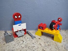 Retired 2015 LEGO Duplo 10607 Spider-man's Web Bike Workshop-100% Complete-Used