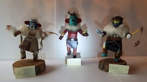 LOT 3 Kachina dolls Native American (1 Navajo) Signed QUAIL PEACOCK ROAD RUNNER - Picture 1 of 17