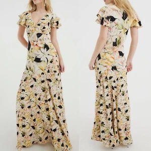 Brand New River Island Yellow Floral Ruffle Summer Maxi Dress 6-18 £85 - Picture 1 of 6