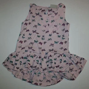 New NEXT UK Girls 4 5 year Butterfly Hi Low Ruffle Hem Tunic Top Shirt Sleeveles - Picture 1 of 1