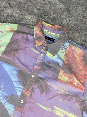 Ocean Current Mens Size XL Button Up Shirt Tropical Purple Palm Tree Print - Image 1 of 4