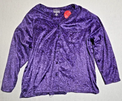 Camisa de noche Croft & Barrow polar abotonada púrpura para mujer 2X J1 Foto 1 de 4