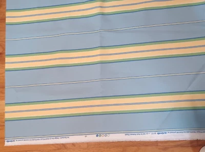 3.8 yds NEW SUNBRELLA PORTFOLIO Fabric Remnant Striped Blue/Green/Yellow - Image 1 of 4