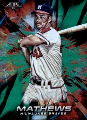 2018 Fire Eddie Mathews #d /199 Green Prizm Holo Refractor Chrome Braves #83 - Image 1 of 2