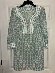 New Vineyard Vines Sz S Whale Tail Chevron Lace Trim 100% Cotton Cover-Up Dress - Picture 1 of 11