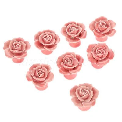 8pcs Rose Flower Ceramic Cabinet Knobs Drawer Closet Cupboard Door Pull Handles - Image 1 of 4