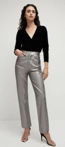 NUEVO CON ETIQUETAS $348 Jean Veronica Barba Daniela Metálico Pierna Recta en Gunmetal Claro 26 - Imagen 1 de 17