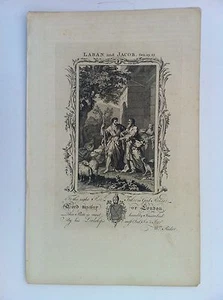 LABAN ET JACOB THE CHRISTIAN'S FAMILY BIBLE GRAVURE ORIGINALE 1763 - Picture 1 of 2