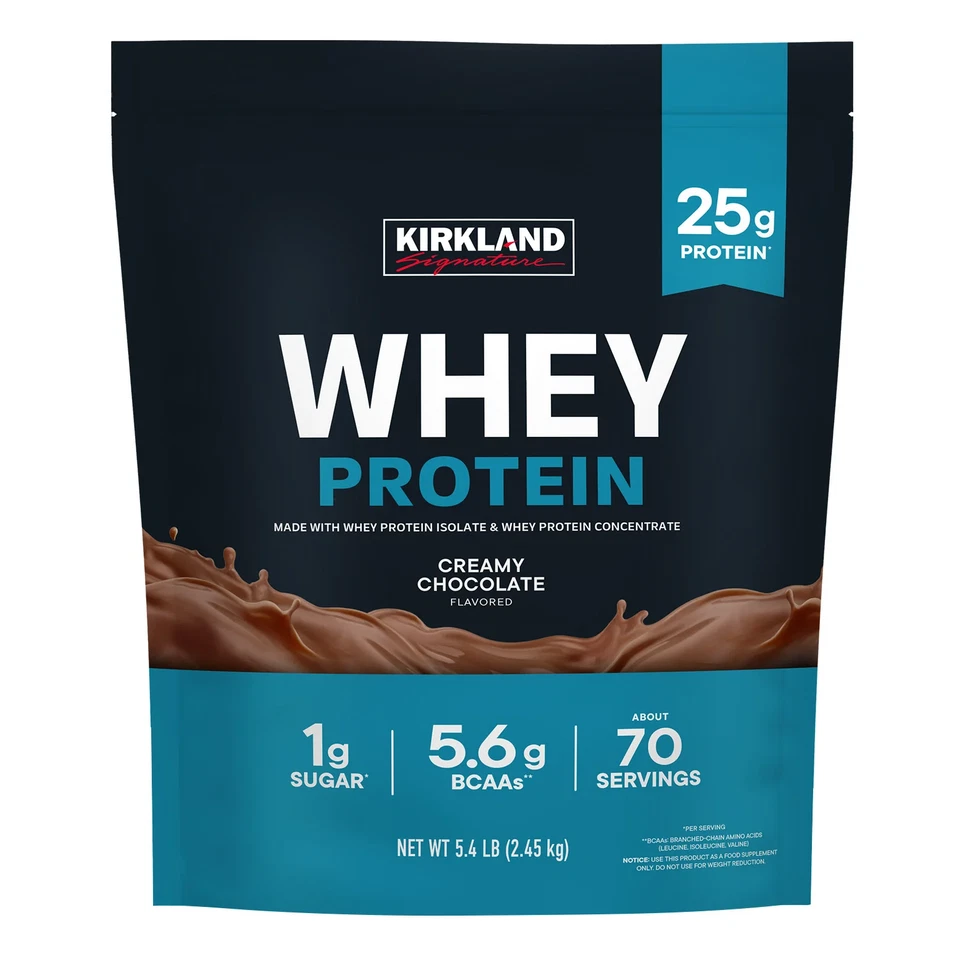 Kirkland Signature Whey Protein, chocolate cremoso, 5,4 libras Foto 1 de 2