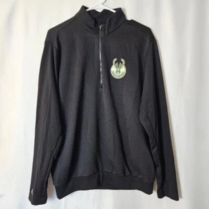 Men's Antigua Black Milwaukee Bucks Long Sleeve 1/4 Zip Pullover Sweater L - Picture 1 of 6