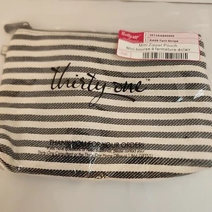 Thirty-One Mini Zipper Pouch Twill Stripe NIP Small Makeup Travel Bag NWT - Picture 1 of 5