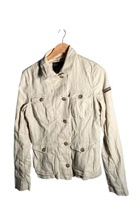 Napapijri Geographic Womens Shirt Size M Beige Long Sleeve Button Up Logo - Picture 1 of 14