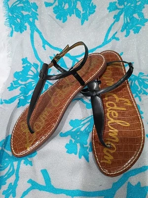 Sandalias de Tanga SAM EDELMAN Gigi Cuero Negro Talla 8.5 M Foto 1 de 4