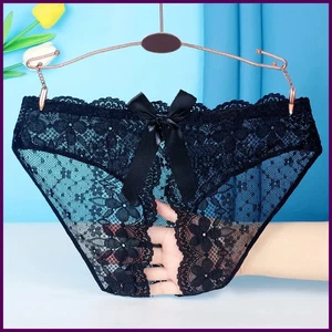 Damen-Spitze durchsichtig offener Schritt Schritt offen Unterwäsche Tangas Höschen Dessous - Bild 1 von 32