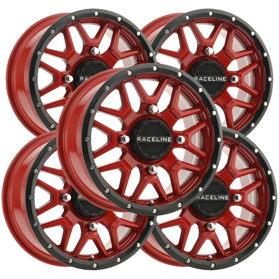 (Set of 5) Raceline UTV A94R Krank 14x7 4x110 +10mm Red Wheels Rims 14" Inch - Изображение 1 из 4