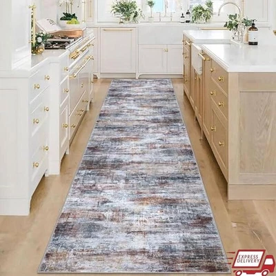 Alfombra de corredor abstracta antideslizante lavable a máquina suave imitación lana pasillo interior nueva Foto 1 de 4