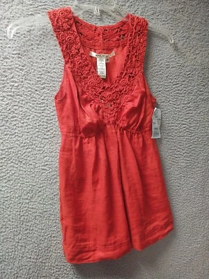 Blusa Top Max Studio Mujer Naranja Pequeña Pequeña Pequeña Sin Mangas 100% Lino 0839 Foto 1 de 4