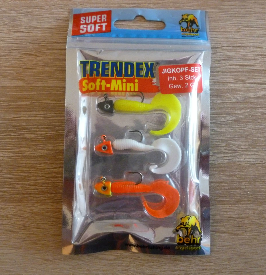 Trendex Mini Twister Set - 3 Stück - 4 cm - fertig montiert am 2 g Jigkopf - Bild 1 von 1