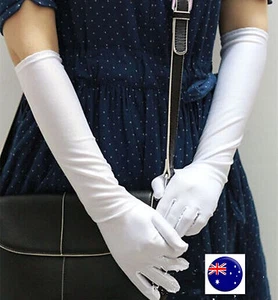 Women Lady Halloween Gothic Opera Bridal Fancy Wedding Long Party White Gloves - Picture 1 of 5