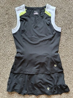 FILA Women's Black White Tennis Skort & Tank Top Sz CS 2pc Set - Image 1 of 4