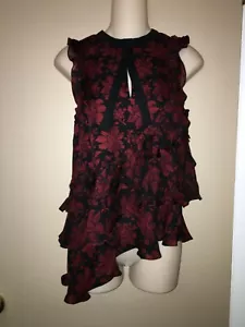 5a7 CINQ a SEPT LADIES SILK BLACK AND RED COLOR TOP SIZE S. NEW - Picture 1 of 8