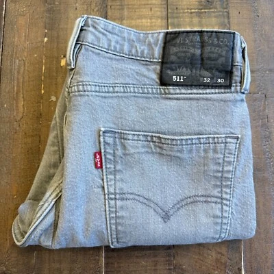 Pantalones de mezclilla para hombre Levi's 511 Commuter W29xL28 gris ajustados elásticos reflectantes verdes Foto 1 de 4