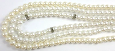 3 ganchos de hilo de perlas de imitación blancas de 12 y 15" de colección de 6 mm para ambos extremos hallazgos Foto 1 de 4