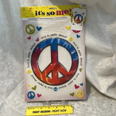Lot Of 3 Iron On Transfers Peace Sign Back By Popular Demand FREE SHIPPING - Image 1 of 4